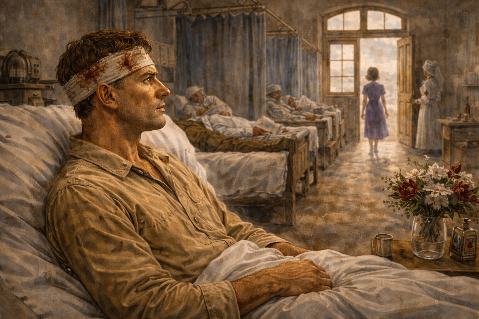 Lieutenant Buck Weaver watching Ruth Childres leave hospital